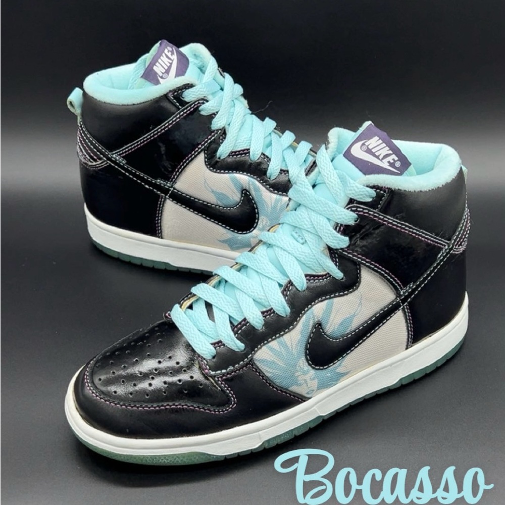 Nike Dunk High Premium Santana Sneakers Men Sz 6 Black Glacier Ice 312786-003